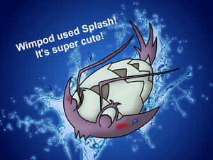 Wimpod在水中潑水，文字寫著「Wimpod使用了潑水！超級可愛！」