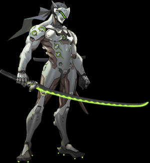 未來風格裝甲戰士手持發光武士刀