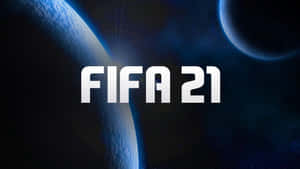 FIFA 21 遊戲標誌在太空中與藍色行星一同顯示。