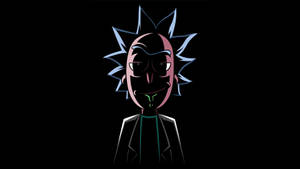 動畫角色 Rick，擁有尖刺藍色頭髮和冷笑，身穿黑色外套。
