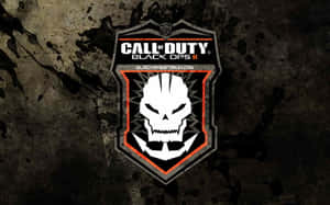 Call of Duty Black Ops II標誌，帶有骷髏標誌，位於深色飛濺背景上。 — 使命召喚黑色行動4 壁紙