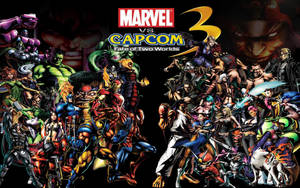Marvel vs Capcom 3 遊戲封面，英雄和反派準備戰鬥。