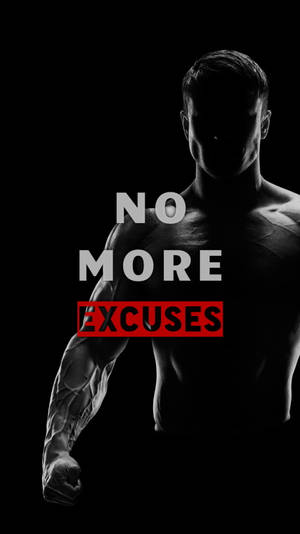 肌肉男剪影與文字 no more excuses