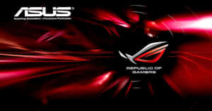 ASUS Republic of Gamers標誌，黑色背景上有紅色光條。 — 遊戲 壁紙