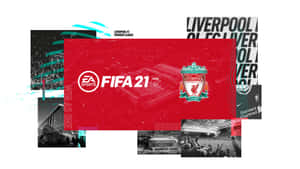 FIFA 21 遊戲封面，帶有利物浦FC品牌同球場視覺。