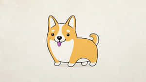 一隻可愛的卡通柯基犬在米色背景上伸出舌頭。 — 可愛狗狗gif 壁紙