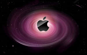 旋轉紫色星系中的 Apple 標誌與星星