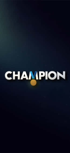 粗體白色3D文字顯示CHAMPION，V字上掛著一枚金牌，背景為深色紋理。 — Moto E13 壁紙