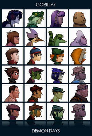 Gorillaz 樂隊成員來自專輯 Demon Days 的數位藝術風格肖像