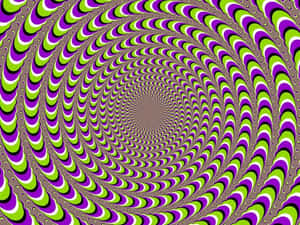 充滿活力的催眠螺旋圖案，帶有紫色、綠色和白色同心弧。 — 幽遊白書 壁紙
