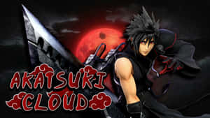 動漫戰士 Akatsuri Cloud 紅眼黑斗篷，手持大劍，背景是紅月。
