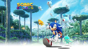 Sonic the Hedgehog 跑過一個有漂浮眼球生物嘅色彩繽紛外星叢林。