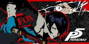 動漫角色手持劍，上面有「Fox The Emperor」文字，風格類似Persona 5。