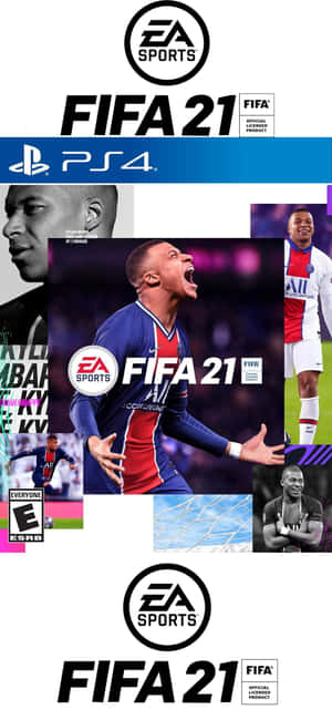 FIFA 21 電子遊戲封面，基利安·麥巴比穿著巴黎聖日耳曼球衣慶祝。