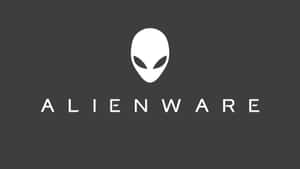 深灰色背景上的Alienware標誌，帶有外星人頭和文字