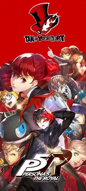 《女神異聞錄5 皇家版》動漫角色在紅色背景上動態擺姿勢