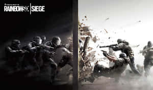 戰術士兵在Rainbow Six Siege的爆炸戰鬥中突破牆壁。 — 虹彩六號：圍攻行動 壁紙