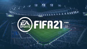 FIFA 21 EA Sports 遊戲封面，顯示夜間燈光璀璨的足球場。