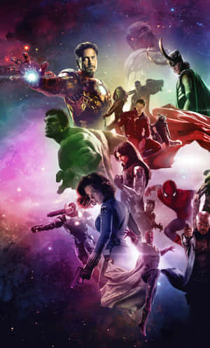 Marvel 超級英雄和反派在星空的星雲背景下擺出宇宙戰鬥姿勢。