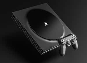 黑色 PlayStation 5 主機和控制器在深色背景上 — PlayStation GIF 壁紙