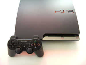 黑色 PlayStation 3 主機和控制器在白色背景上。 — PlayStation GIF 壁紙