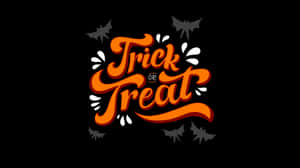萬聖節 trick or treat 文字與蝙蝠，黑色背景
