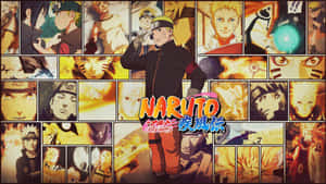 Naruto Uzumaki 穿著橙色和黑色服裝，身後有漫畫面板。 — 火影忍者 壁紙