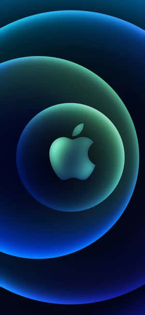 深色背景上發光藍色和藍綠色圓圈中的 Apple 標誌