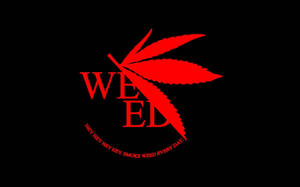紅色大麻葉和文字在黑色背景上，推廣每日使用大麻