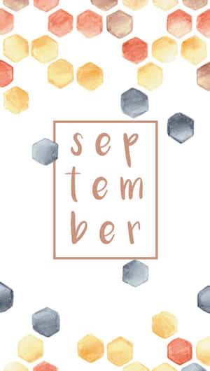 以手寫字體呈現的「september」文字，周圍環繞著水彩六邊形。 — 蘋果 壁紙