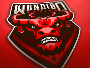 Wendigo Gaming 標誌，以盾牌上的紅色公牛為特色，帶有鋒利的牙齒和角。
