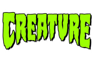 單詞 creature 以鋸齒狀綠色字母搭配黑色輪廓。