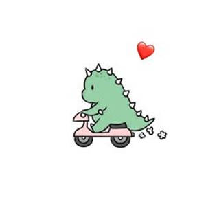 一隻綠色卡通恐龍騎著粉紅色滑板車，上面有一個紅心。 — 美學 壁紙