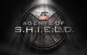 黑暗煙霧背景中聚光燈下的S.H.I.E.L.D.標誌與Marvel標誌