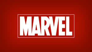 紅色背景上的白色矩形內白色文字的Marvel標誌。