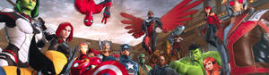 Marvel超級英雄，包括蜘蛛俠、美國隊長和變形俠醫，擺出英勇姿勢。