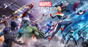 Marvel超級英雄在戰鬥中，伴隨能量爆炸和飛行姿勢。