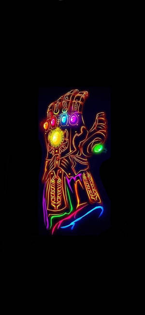 霓虹發光無限手套在黑色背景上