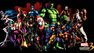Marvel和Capcom角色在深色背景前擺出備戰姿勢。