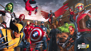 Marvel超級英雄和反派在黃昏時分聚集在城市環境中。