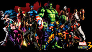 Marvel和Capcom角色在深色背景上擺出戰鬥姿勢。