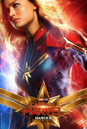Captain Marvel 身穿超級英雄服裝，帶有發光能量效果。 — 漫威超級英雄 壁紙