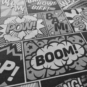 帶有POW BAM和BOOM的黑白漫畫音效壁紙。 — 超級英雄 壁紙