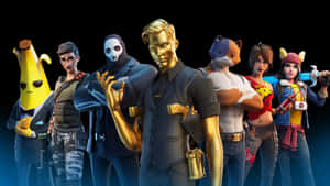 Fortnite 角色穿著色彩繽紛的服裝，為團體照擺姿勢。 — 要塞英雄 大逃殺 壁紙
