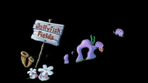 Jellyfish Fields標誌，附有水母和珊瑚的水下場景