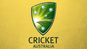 Cricket Australia 標誌，帶有綠色盾牌和白色星星，背景為黃色。