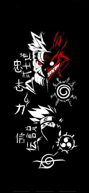 動漫角色，紅色眼睛，黑色背景上的漢字文字
