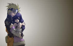 動漫情侶在柔和漸變背景前溫柔擁抱。 — Naruto and hinata GIF 壁紙
