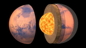火星的橫截面視圖，顯示其內部層和表面。