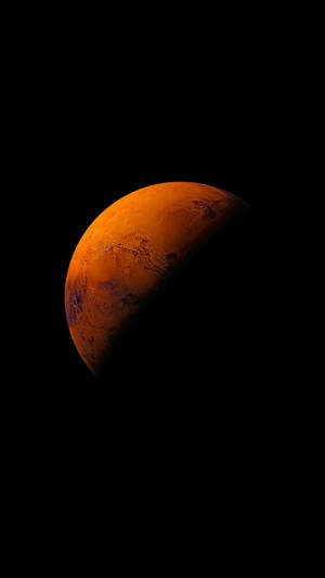 火星在黑暗太空中發出橙色光芒 — 行星 壁紙